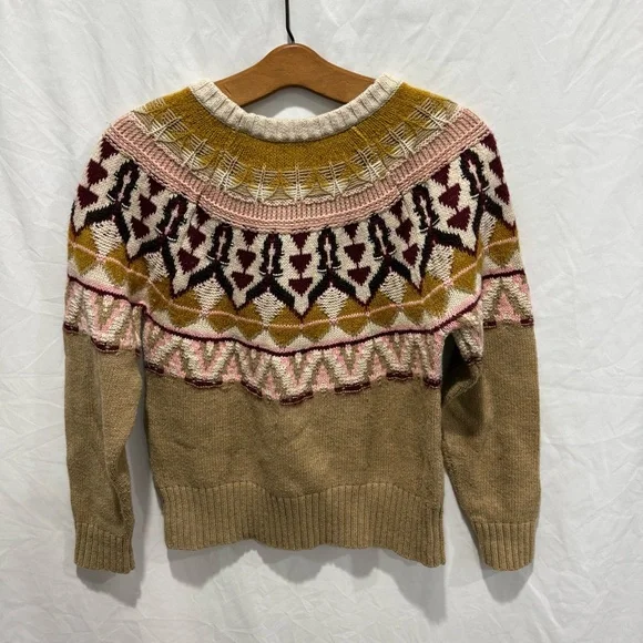 Sundance Fair Isle Knit Sweater PS Nordic Pattern Cotton Blend Crewneck Hippie - Picture 6 of 12